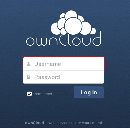 ownCloud login screen.